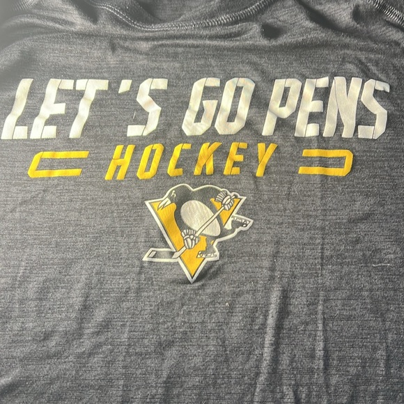 NHL Fanatics Mens Let’s Go Pens Hockey Performance Tee Color Gray Size XL - Picture 2 of 4